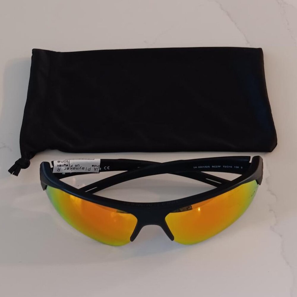 UNDER ARMOUR Sunglasses PLAYMAKER Black Frame Orange Mirror Lens NEW - Picture 2 of 11